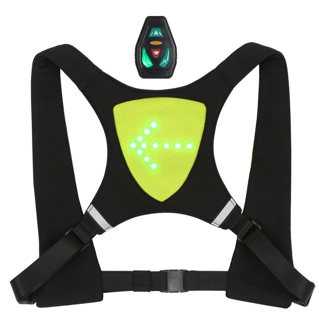 USB Rechargeable Reflective LED Turn Signal Light Vest Backpack