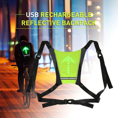 USB Rechargeable Reflective LED Turn Signal Light Vest Backpack